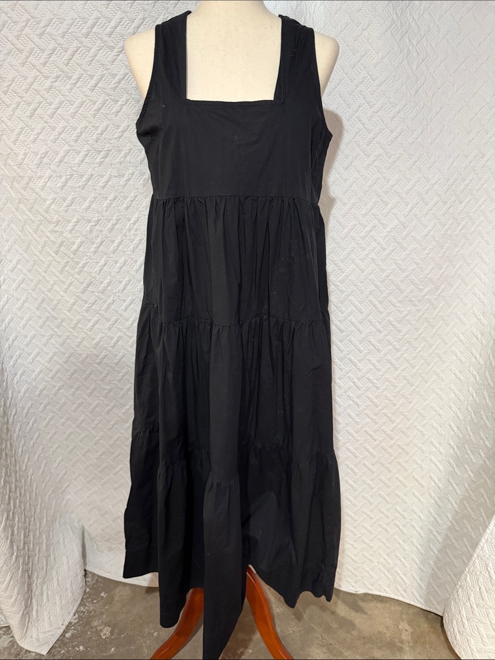Elle Black Square Neck Tiered Maxi Dress